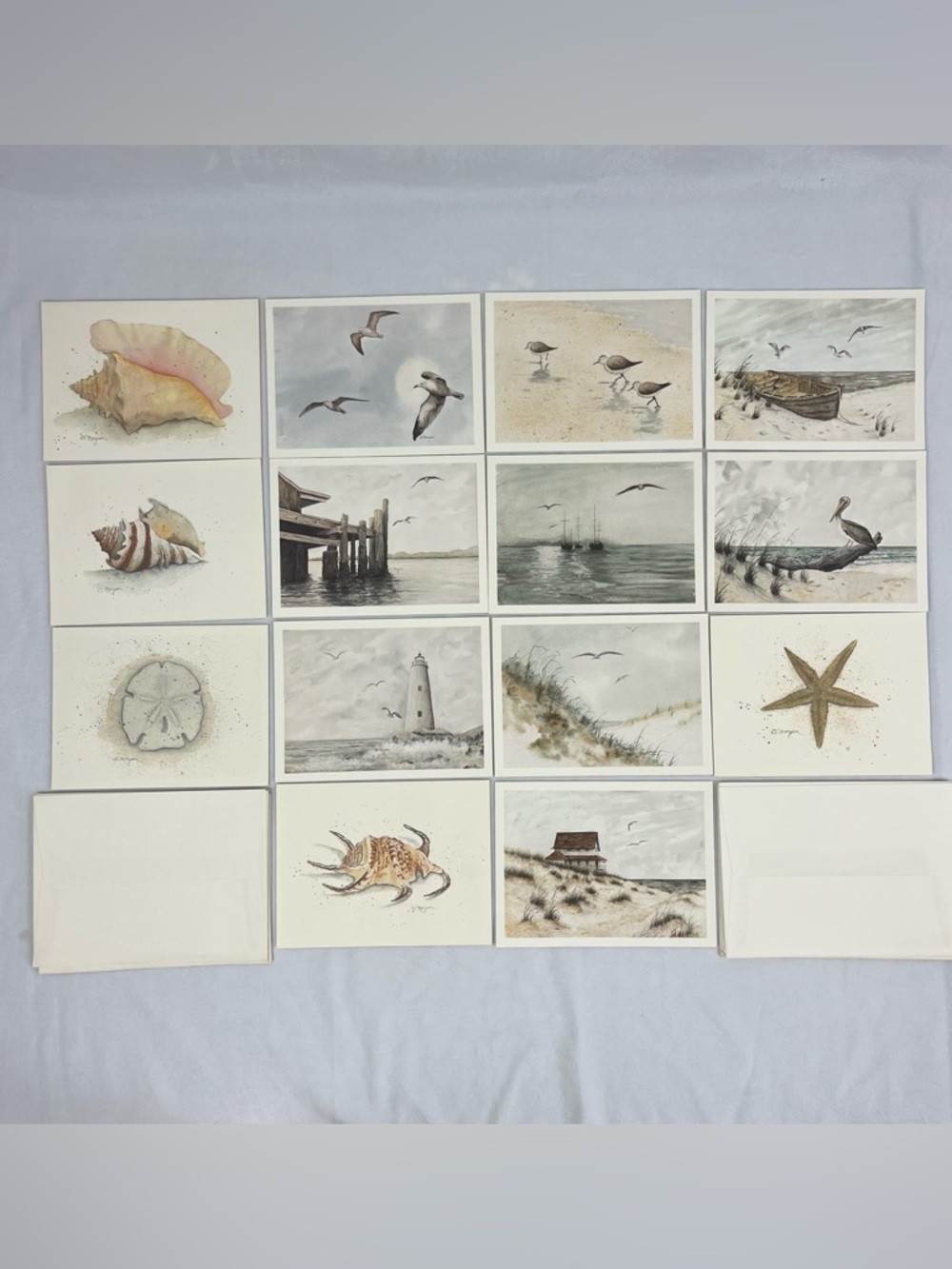VTG Set of 14 Nautical Stationery Blank Greeting Cards & Envelopes Doris Morgan
